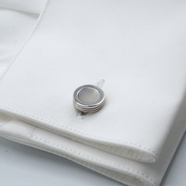 Elegantní kulaté manžetové knoflíčky z perleti