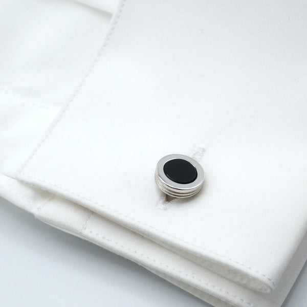 Elegantní černé kulaté manžetové knoflíky