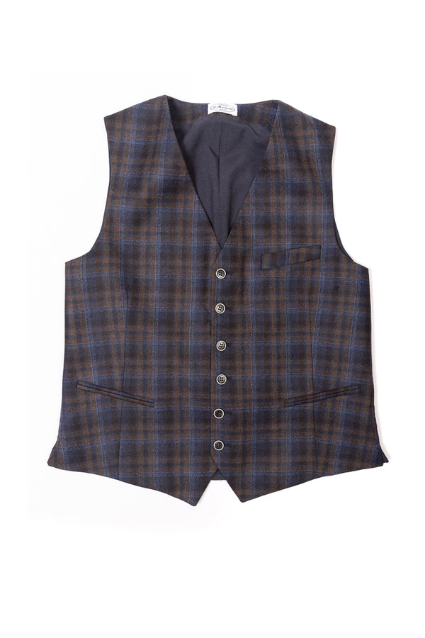 Blue and Brown Checked Vest