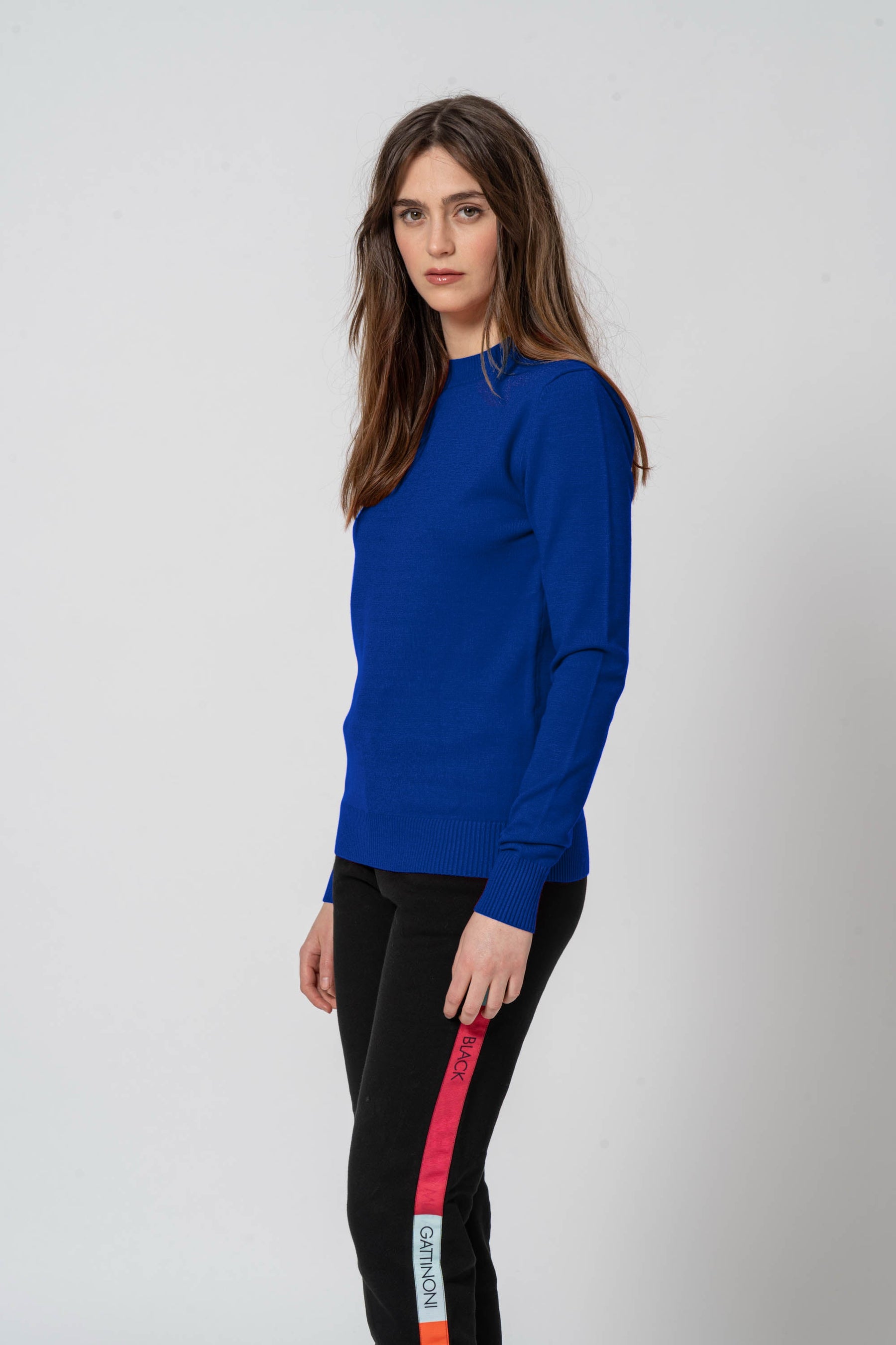 Basic Blue Crew Neck Sweater