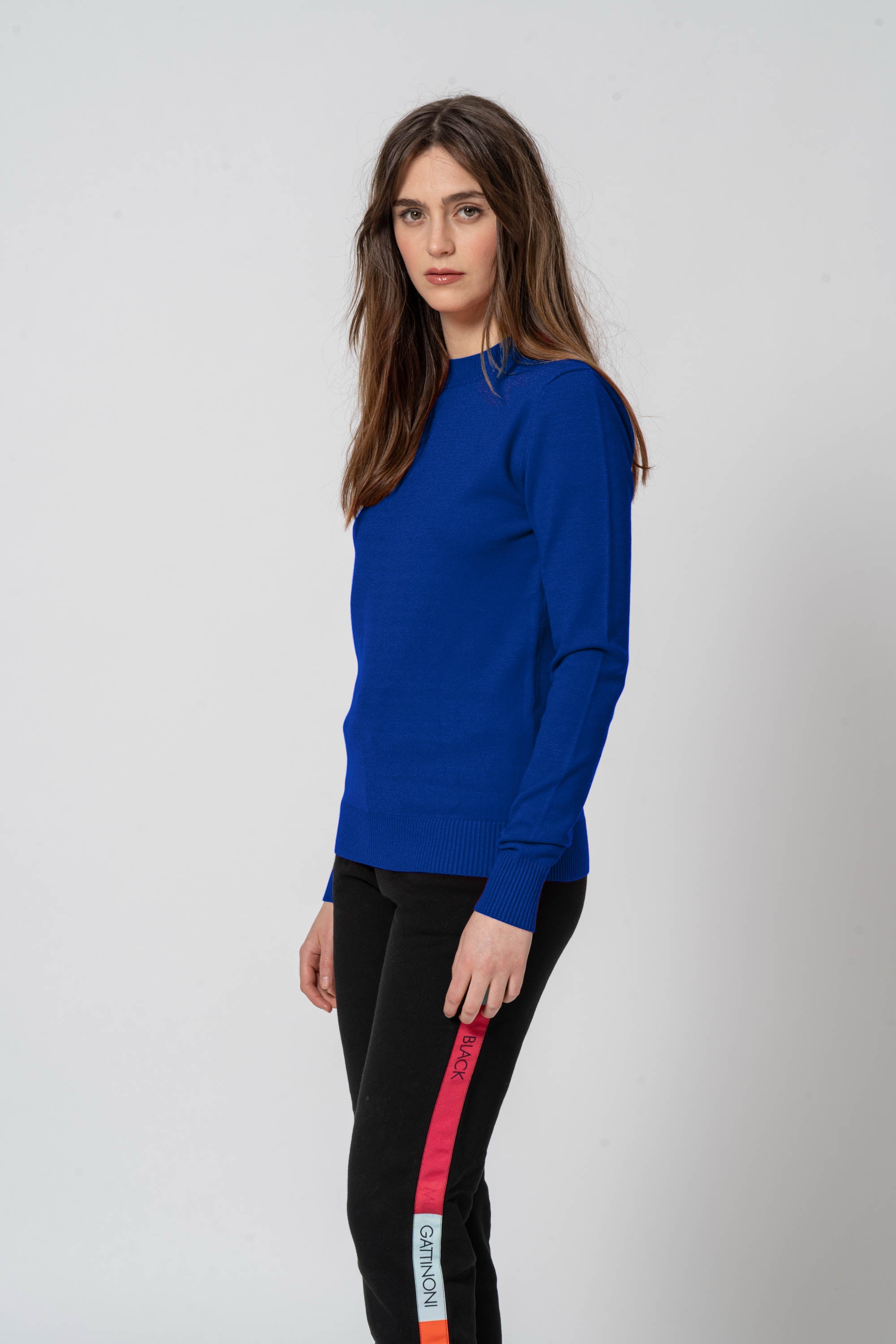 Basic Blue Crew Neck Sweater