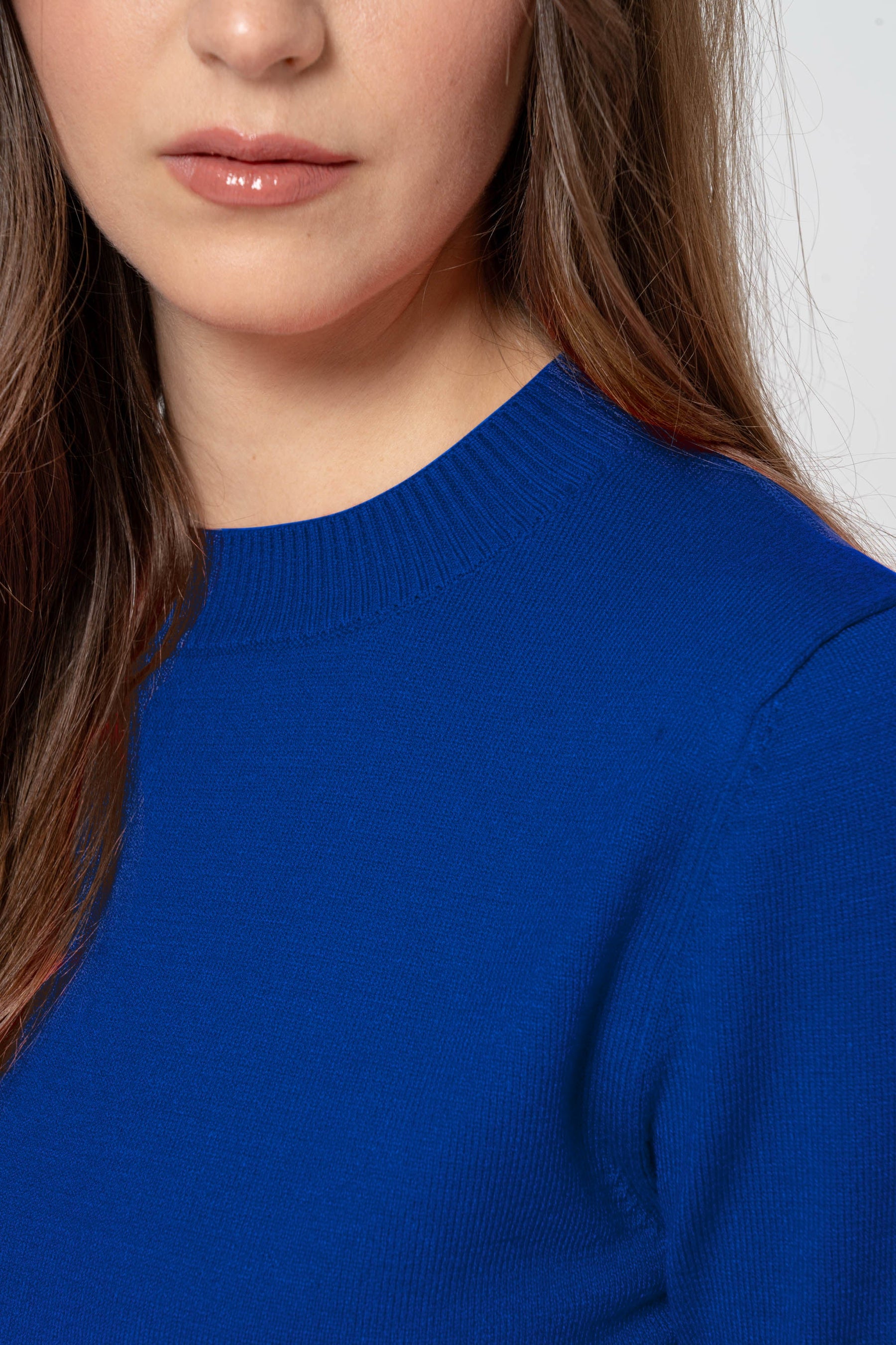 Basic Blue Crew Neck Sweater