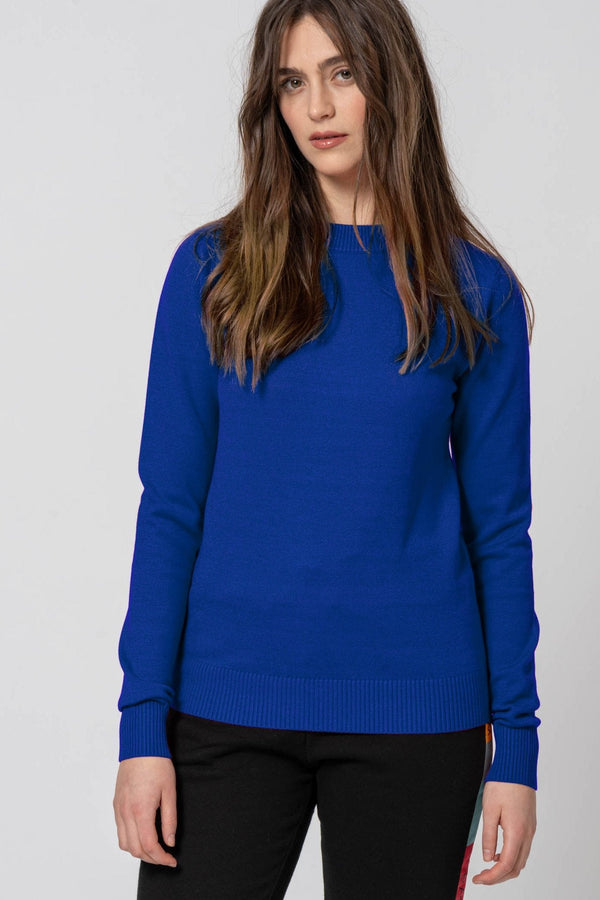 Basic Blue Crew Neck Sweater