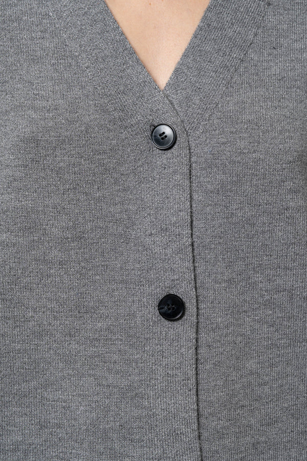 Basic V-neck Gray Cardigan