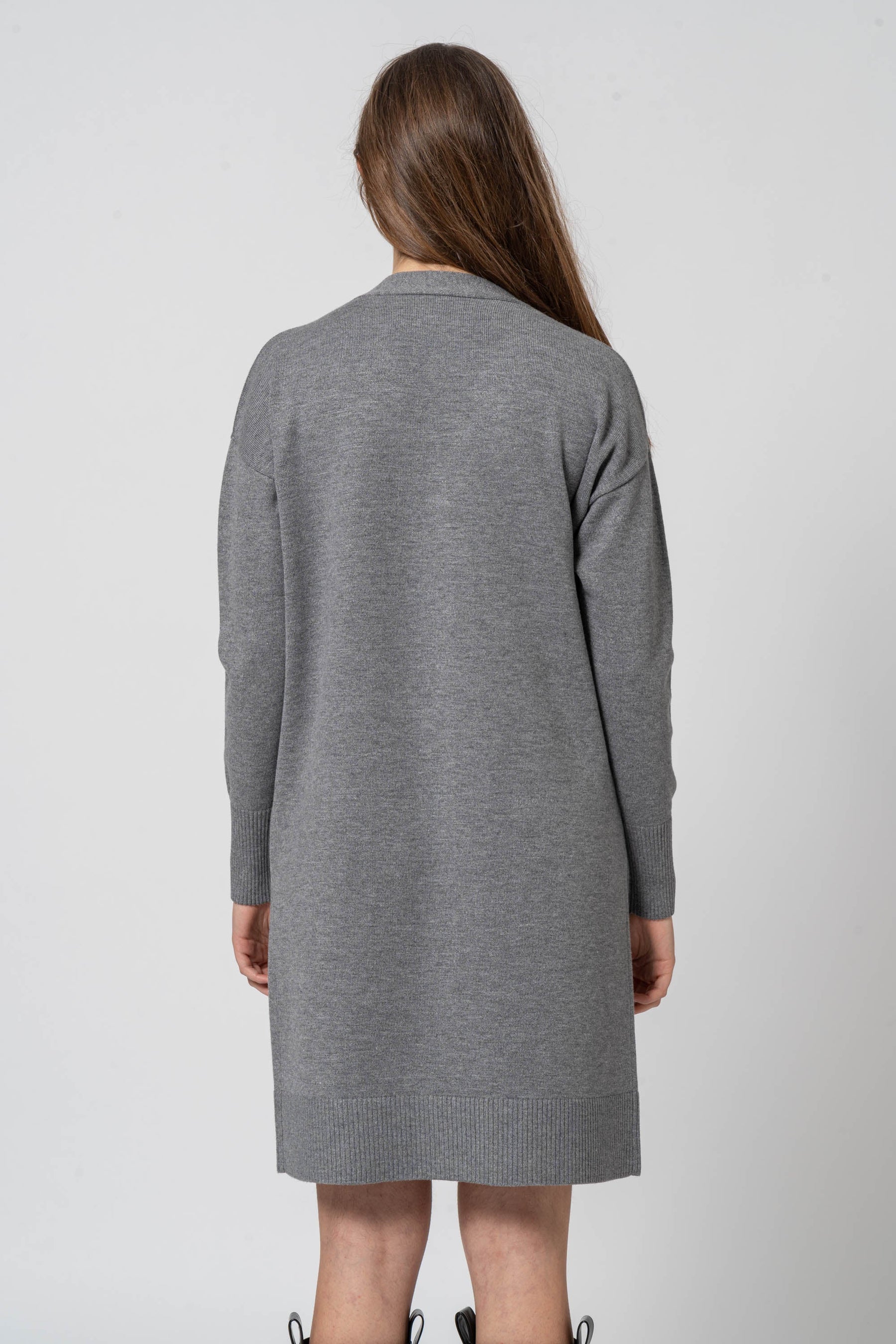 Basic V-neck Gray Cardigan