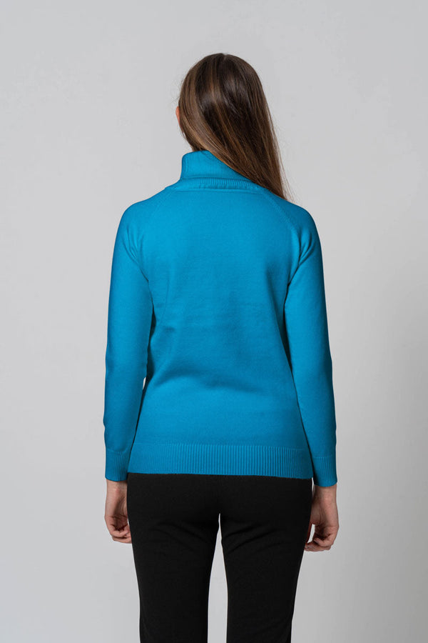 Basic High Neck Blue Sweater