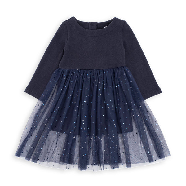 DRESS WITH TULLE SKIRT AND HEARTS