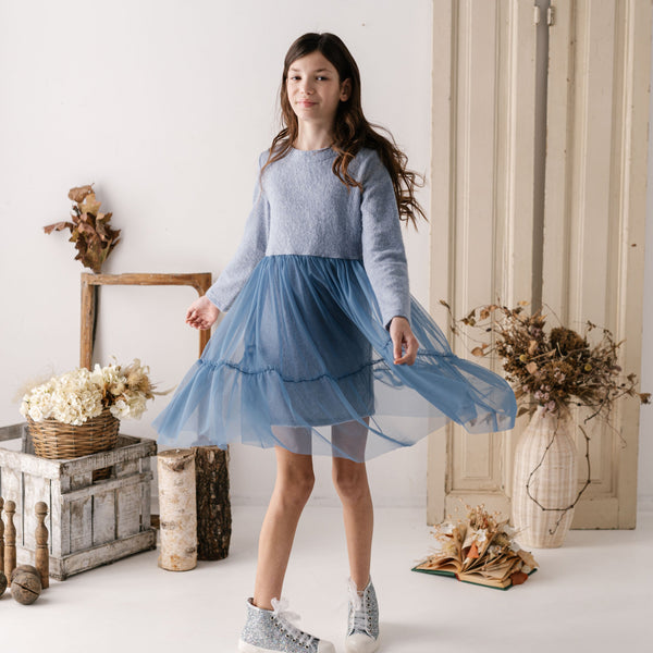 ABITO IN MAGLINA CON GONNA TULLE DOPPIA BALZA