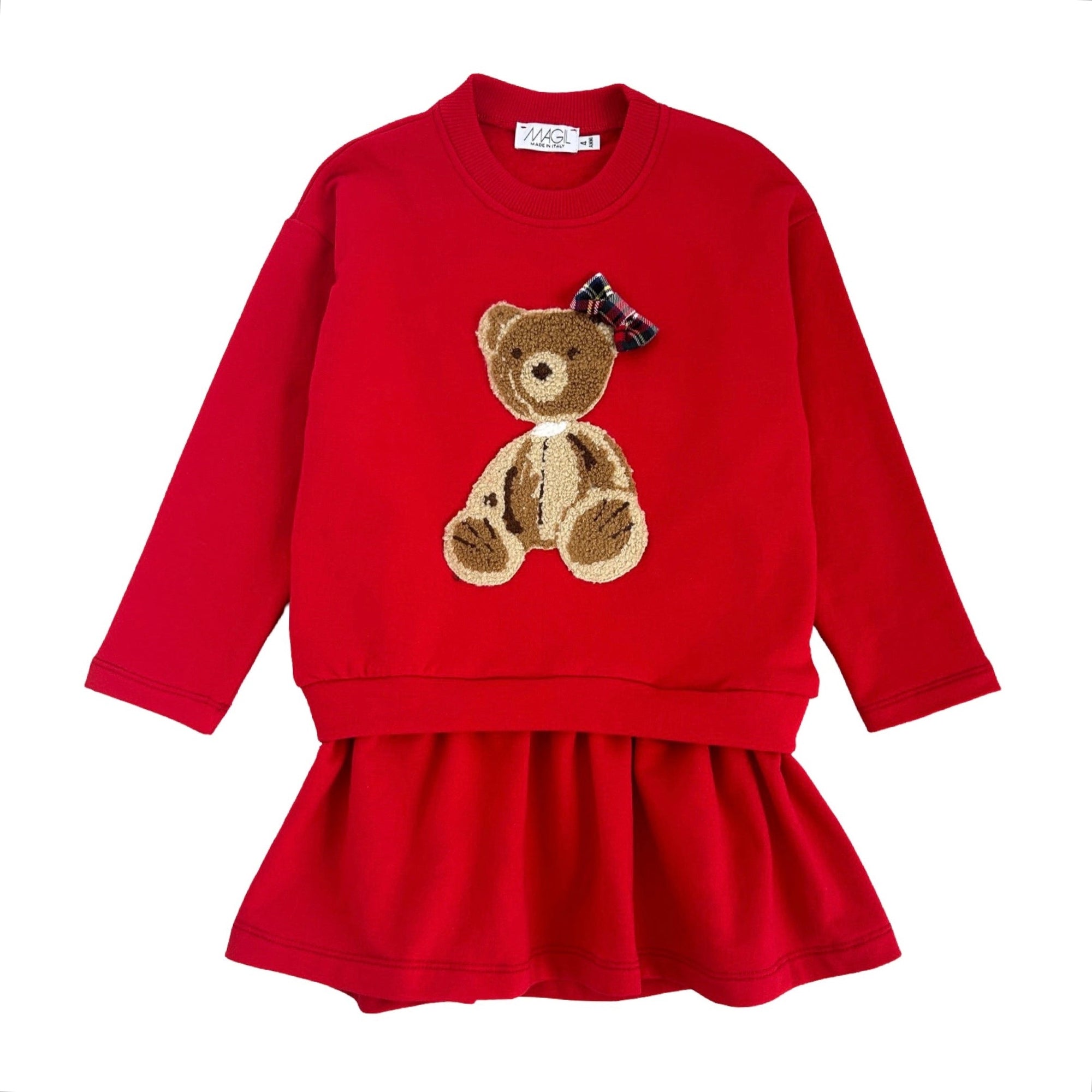 SWEATSHIRT DRESS WITH BEAR EMBROIDERY