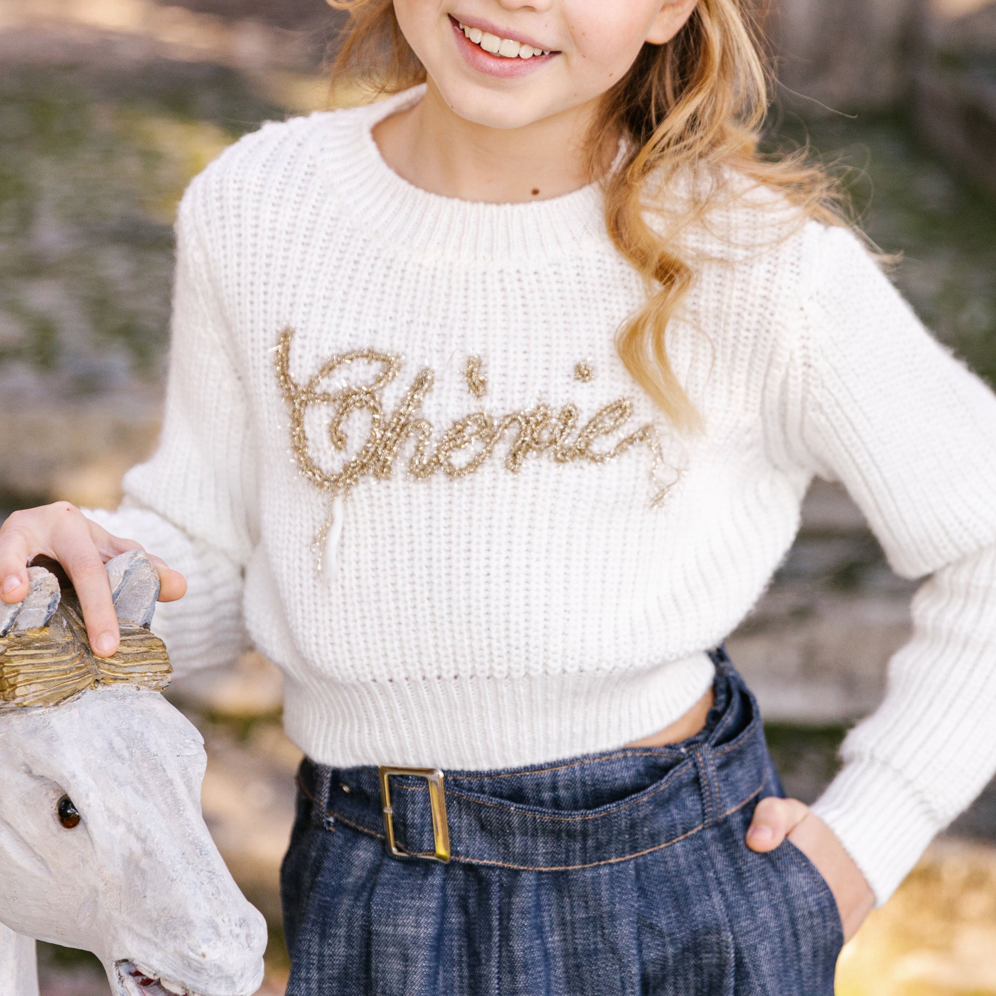 MAGLIONE SCRITTA CHERIE ORO