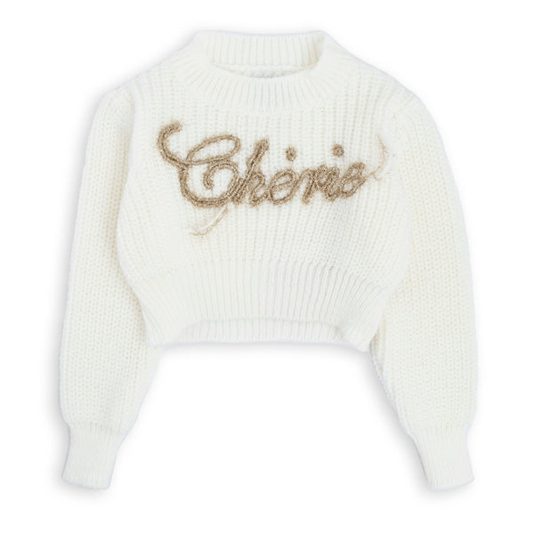 MAGLIONE SCRITTA CHERIE ORO