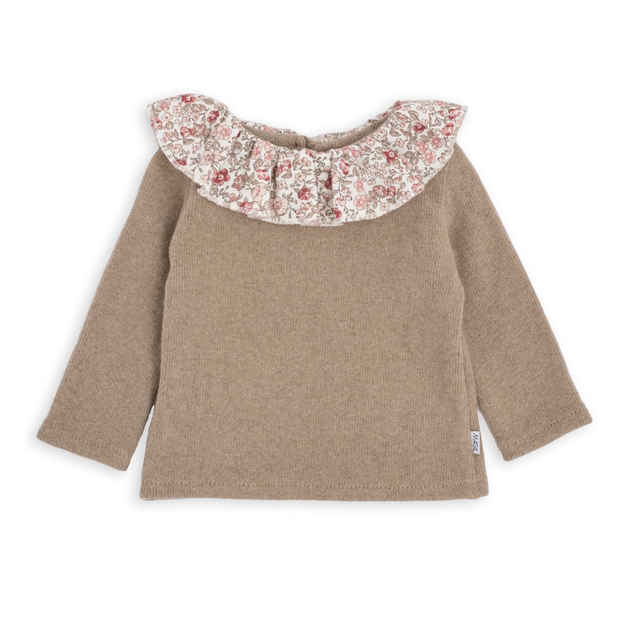 MAGLIA CON COLLO PETALO A FIORELLINI