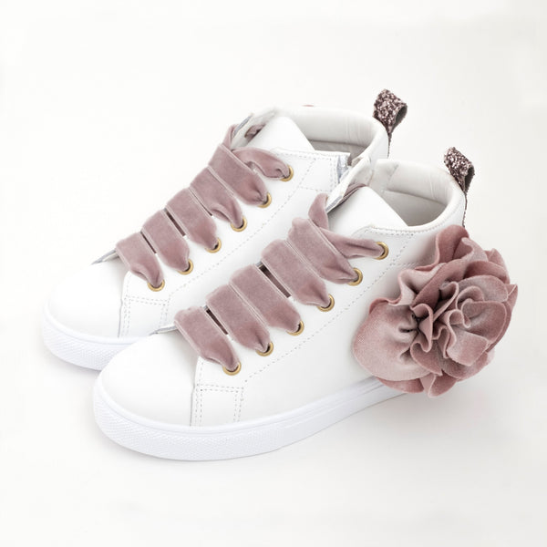 SNEAKERS ALTE CON FIORE IN VELLUTO