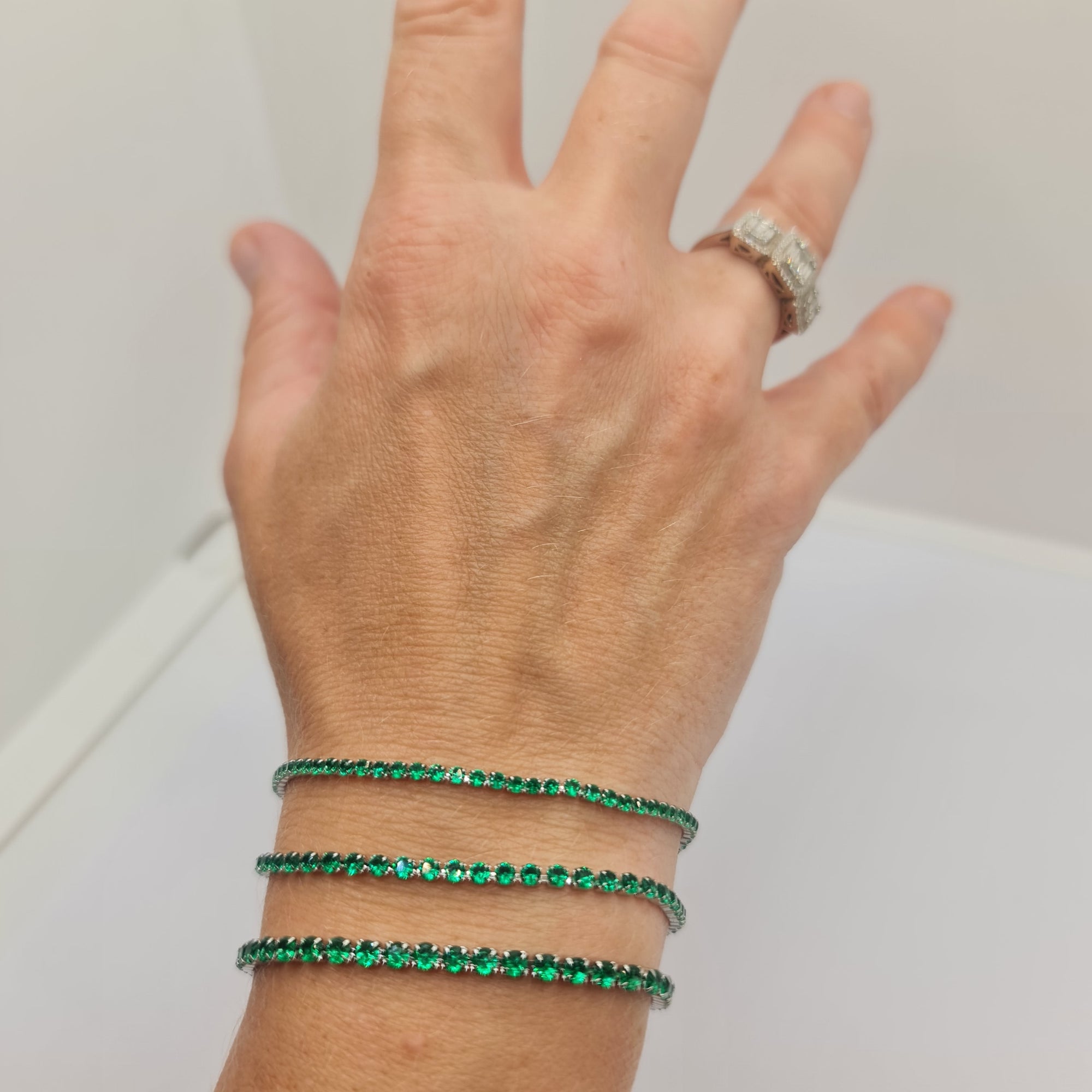 Tennis Bracelet in Steel with Green Zirconia 3.00 mm