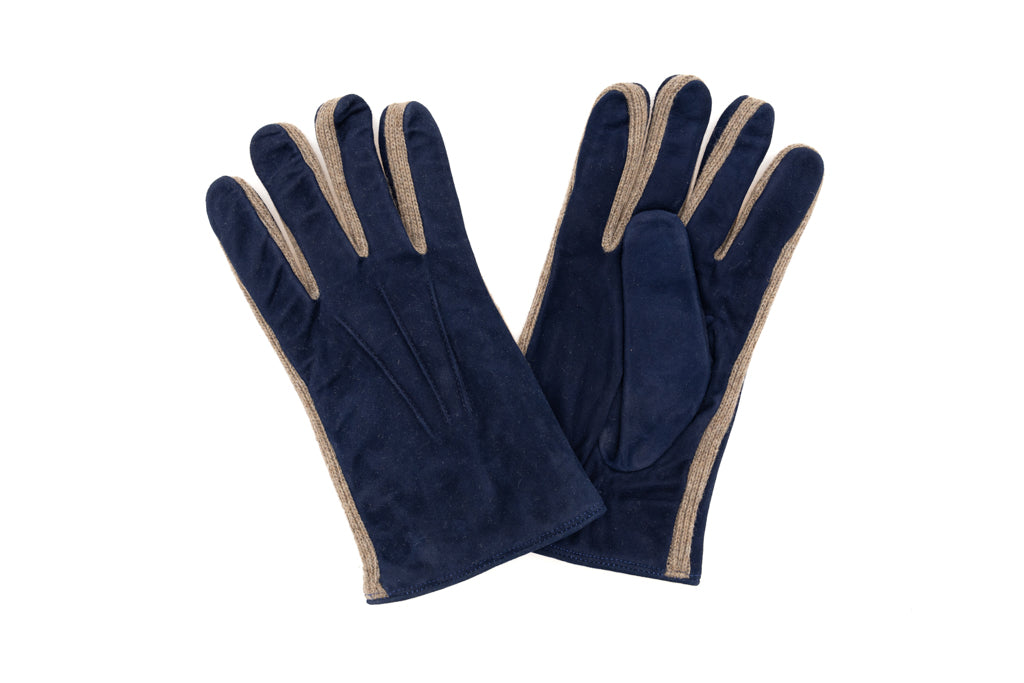 Blue suede gloves with cashmere lining