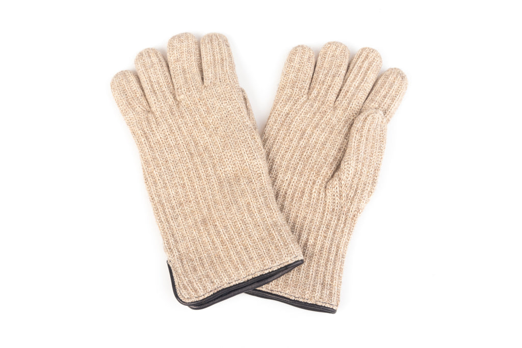Beige Cashmere Wool Gloves