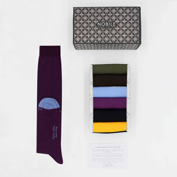 Colorful Days - Box of 6 Long Socks in Makò Cotton