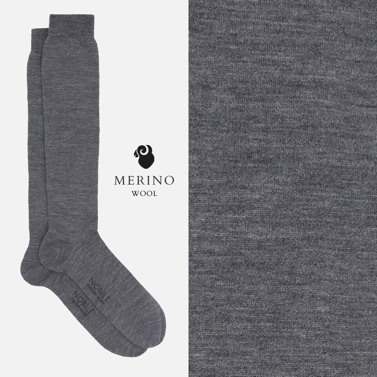 Noble Essentiel - Chaussettes Longues en Laine Mérinos de Couleur Unie