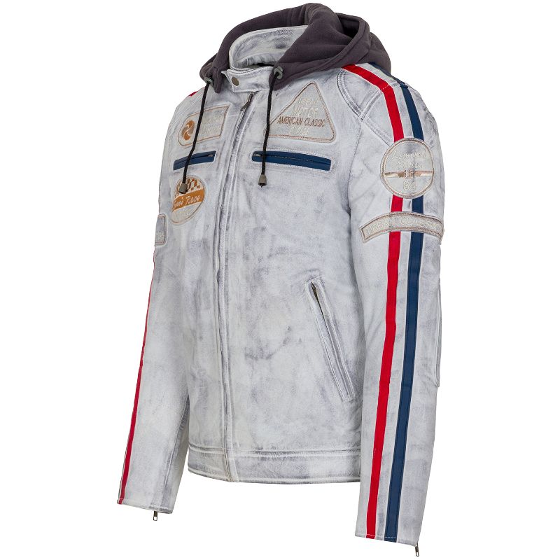Grijze leren motorjas Fifty Eight URBAN5884