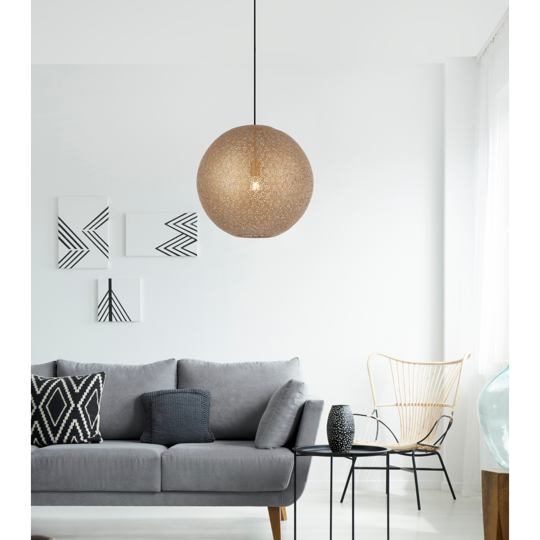 Various Oro Pendant Lamp – Ø40 cm – Glass/Metal – Stylish Design in Gold