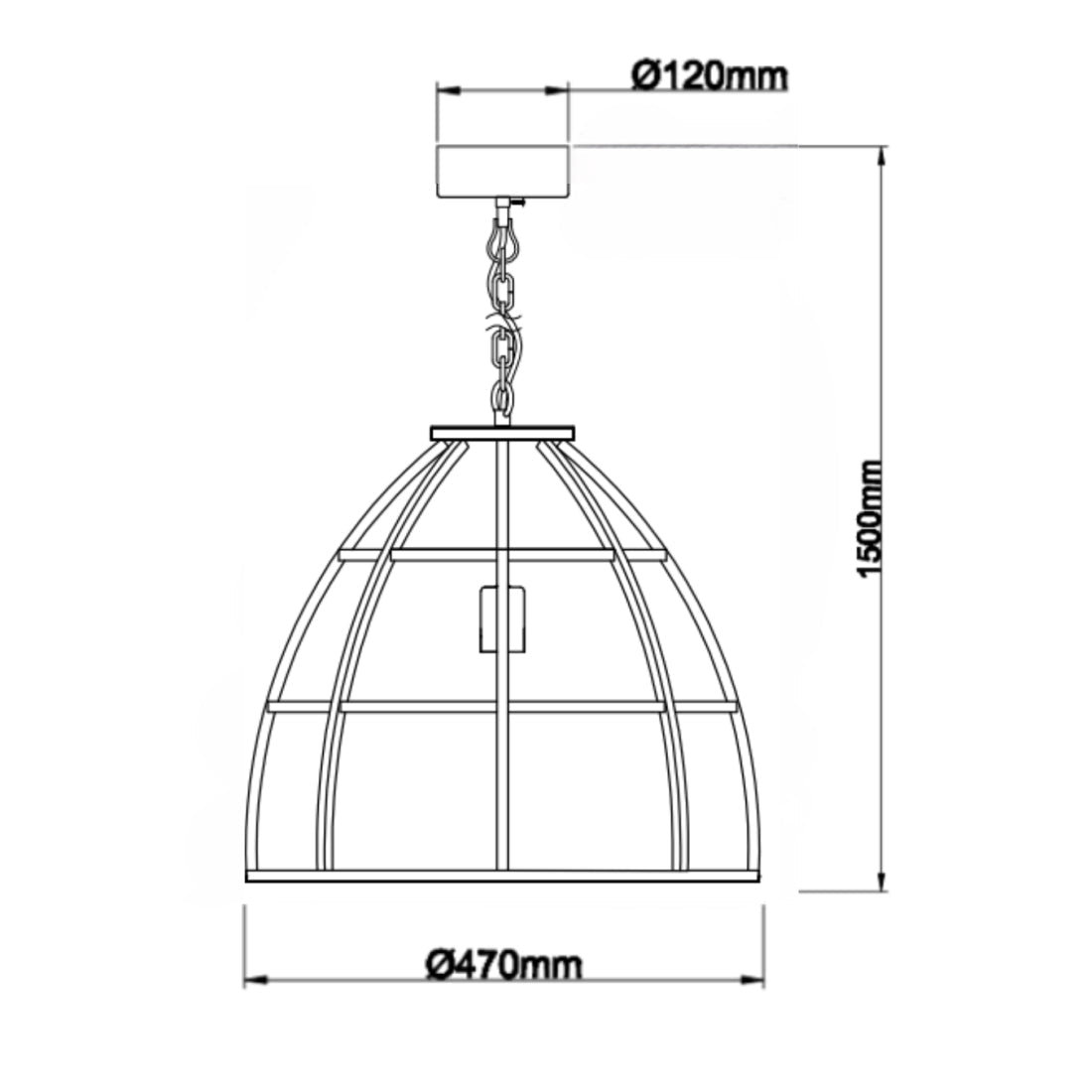 Various Frame Pendant Light – Ø47 cm – Black Steel – Industrial Hanging Lamp – E27 Socket