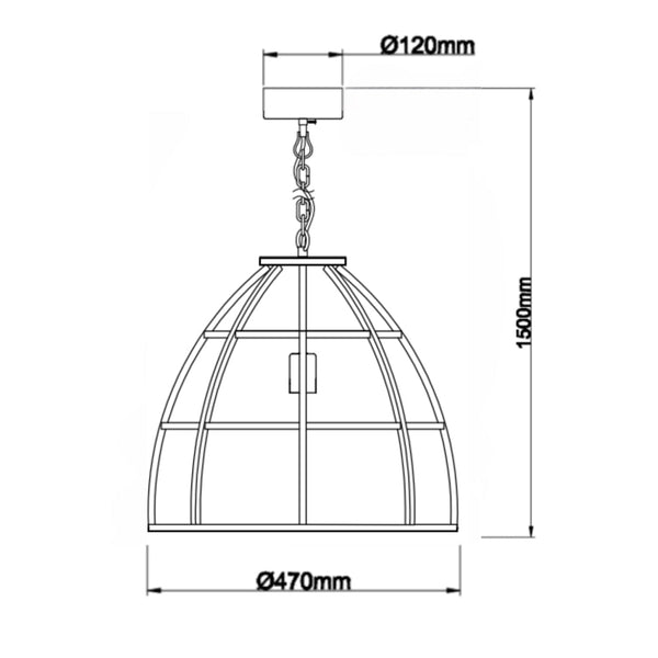 Various Frame Pendant Light – Ø47 cm – Black Steel – Industrial Hanging Lamp – E27 Socket