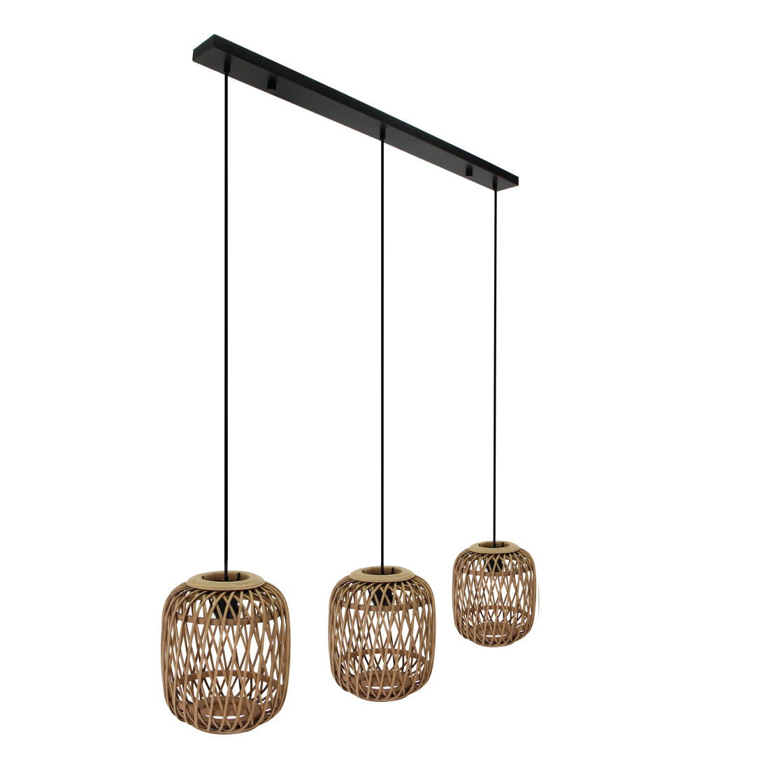 Design hanglamp 3-lamps – Chericoni Nature Diagonaal – bamboe en natuur – 122 cm