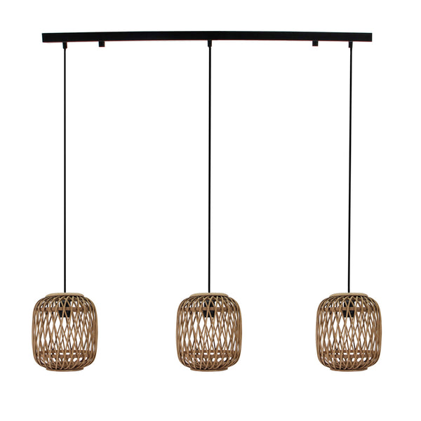 Lámpara colgante de 3 luces Cross – Natural/Bambú – Altura 156 cm – Ø22 cm