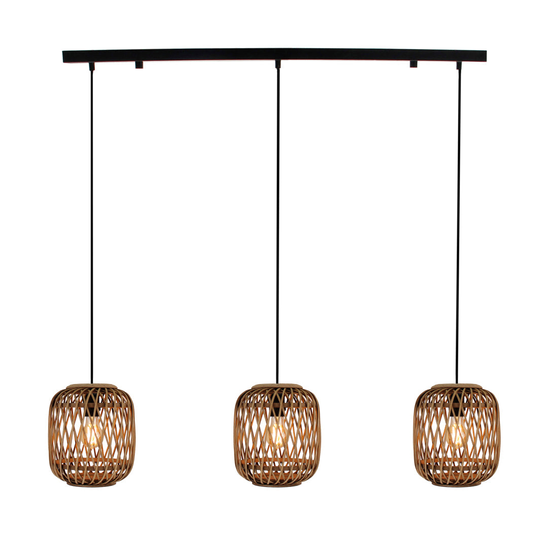 Lámpara colgante de 3 luces Cross – Natural/Bambú – Altura 156 cm – Ø22 cm
