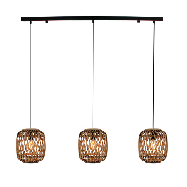 Moderne 3-lichts hanglamp Chericoni Nature Diagonaal – bamboe – 122 cm – natuur hout