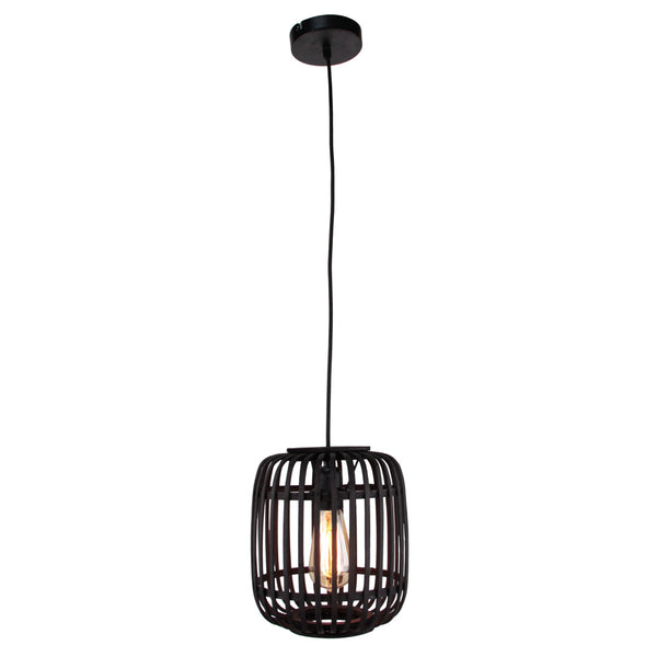Various Woven hanglamp – Ø22 cm – 1 lichts – bamboe – zwart
