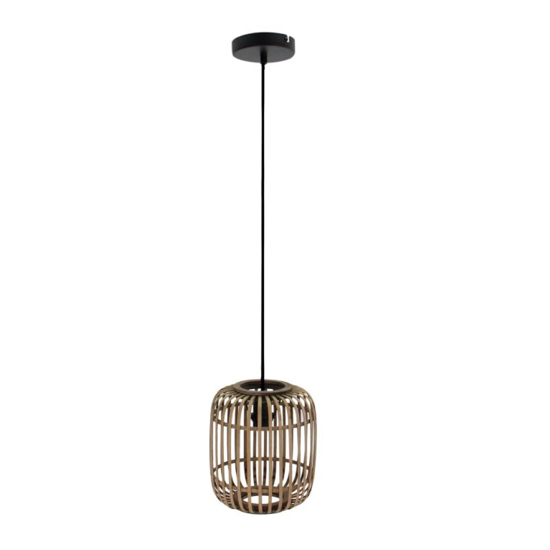 Lampe suspendue tissée variée - 1 lumière - Ø22 cm - Bambou - Naturel/Beige