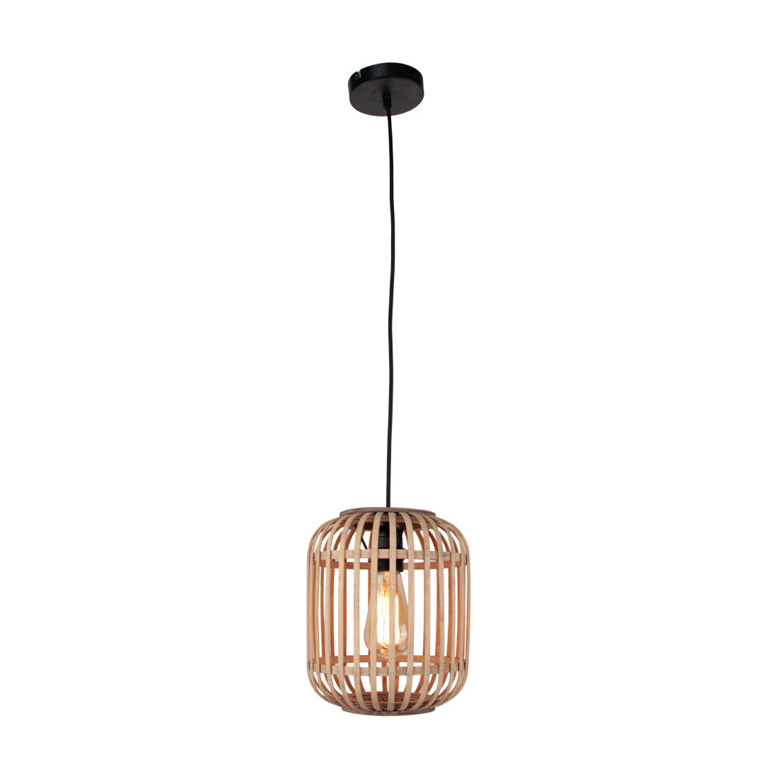 Lampada a sospensione intrecciata Varias - 1 luce - Ø22 cm - Bambù - Naturale/Beige