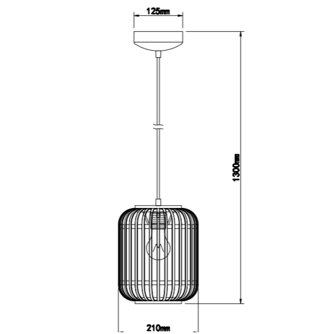 Lampe suspendue tissée variée - 1 lumière - Ø22 cm - Bambou - Naturel/Beige