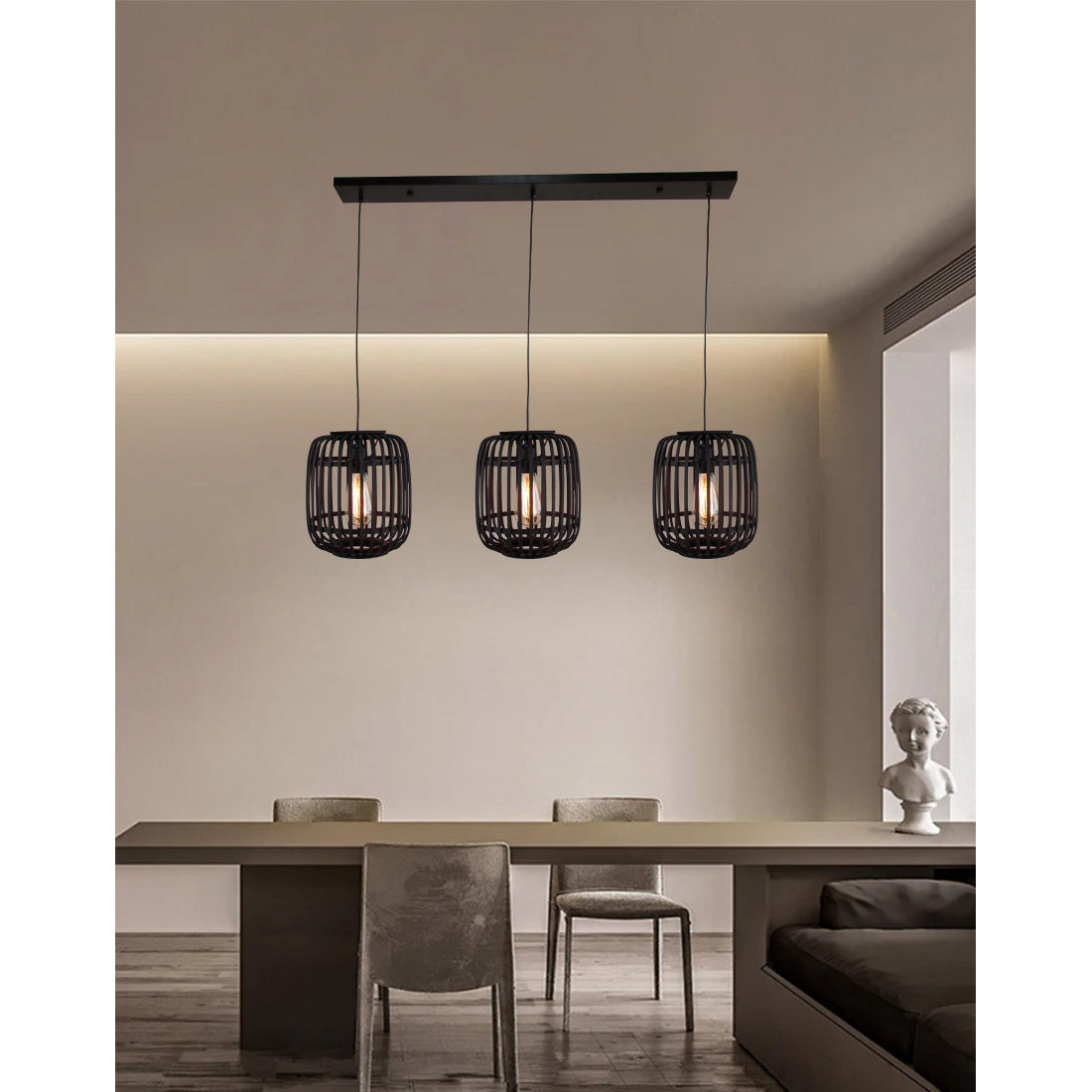 Moderne 3-lichts hanglamp Various Woven – Ø22 cm – E27 – zwart