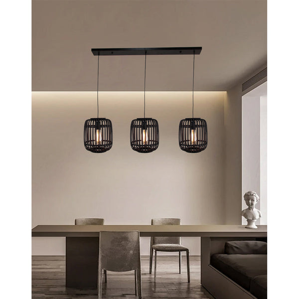 Moderne 3-lichts hanglamp Various Woven – Ø22 cm – E27 – zwart