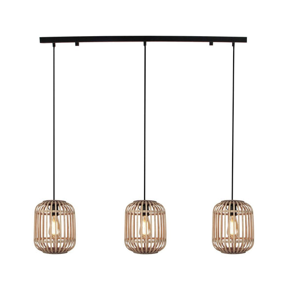 Various Woven hanglamp – Ø22 cm – 3 lichts – nature bamboe – E27 fitting