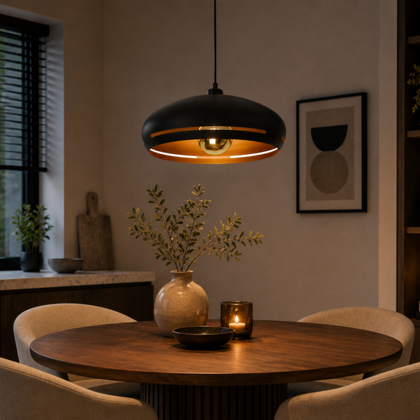 Chericoni Striscia Pendant Lamp – Ø35 cm – Black and Gold – E27 – Metal