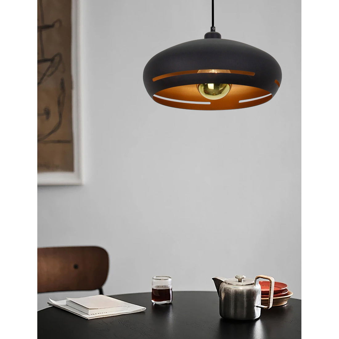Various Stripes Pendant Light - 1 flame - Ø35 or Ø45 cm - Black - Modern Design