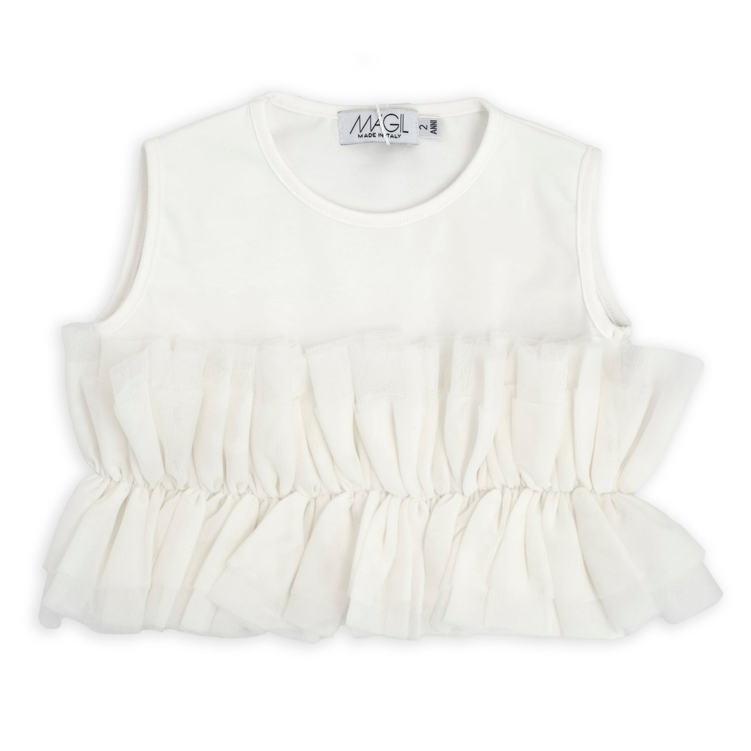 Crop top con balza di tulle | Magil