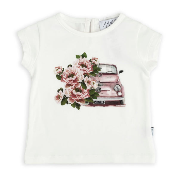 T-shirt stampa macchina e fiori | Magil