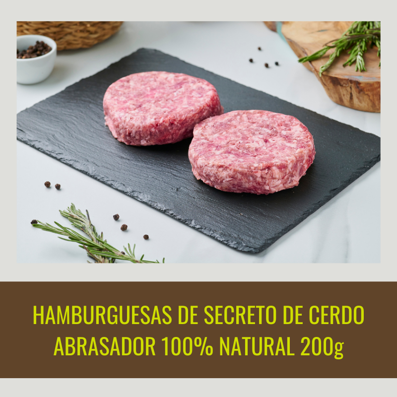 4 Hamburguesas de secreto 100% natural de 200 gr/un. En 2 paquetes.