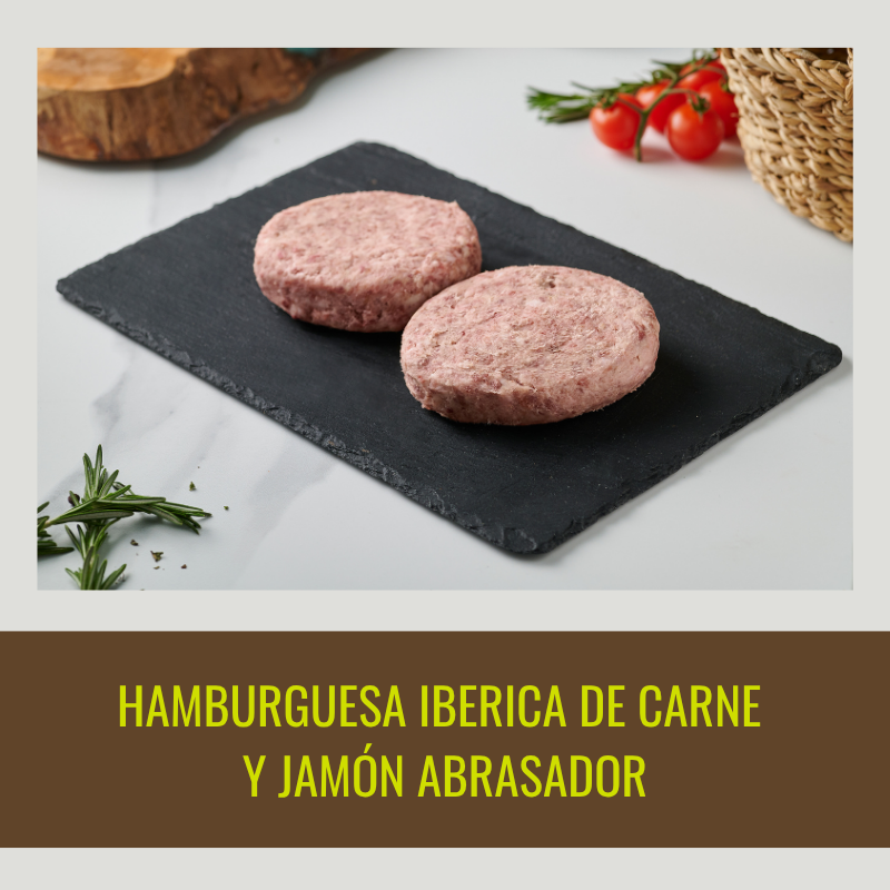 4 🍔 Iberian Burgers with Meat and Abrasador Cured Ham (30%) 4 units of 200 gr/each. In 2 packages.