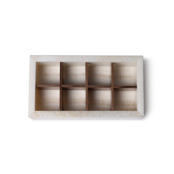 Scatola organizer in onice miele 32.5x17.5x8cm