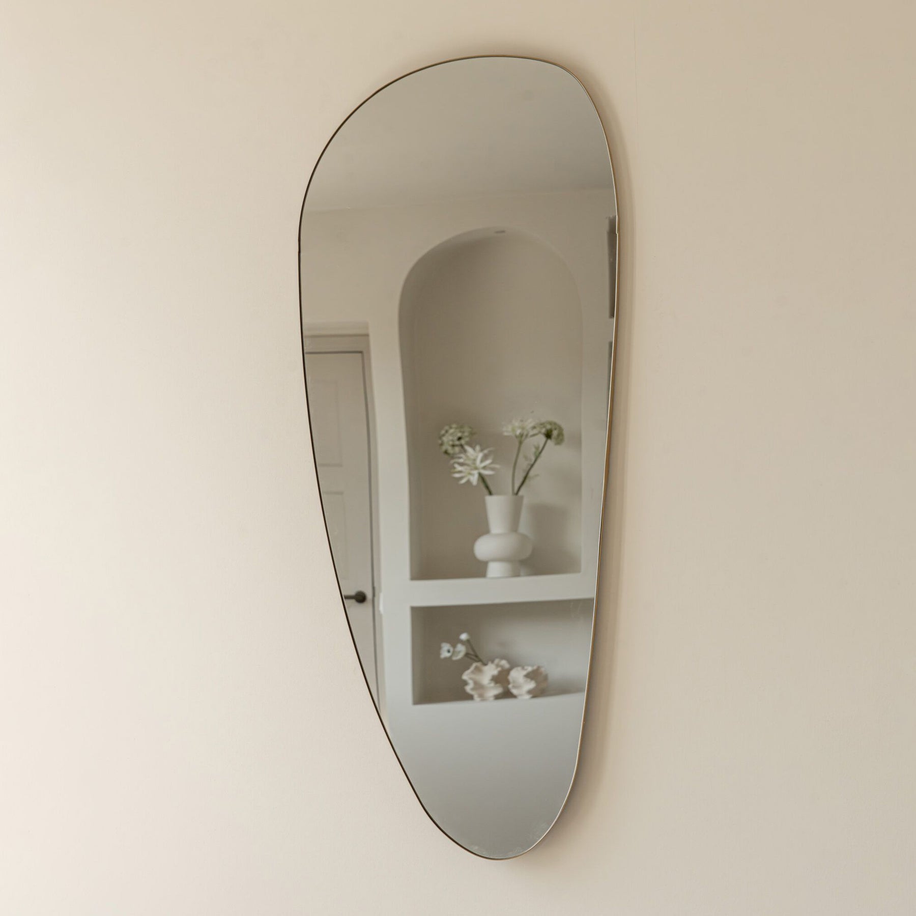 Wandspiegel Dean - organische vorm - asymmetrisch - Spiegel - 120cm - Goud