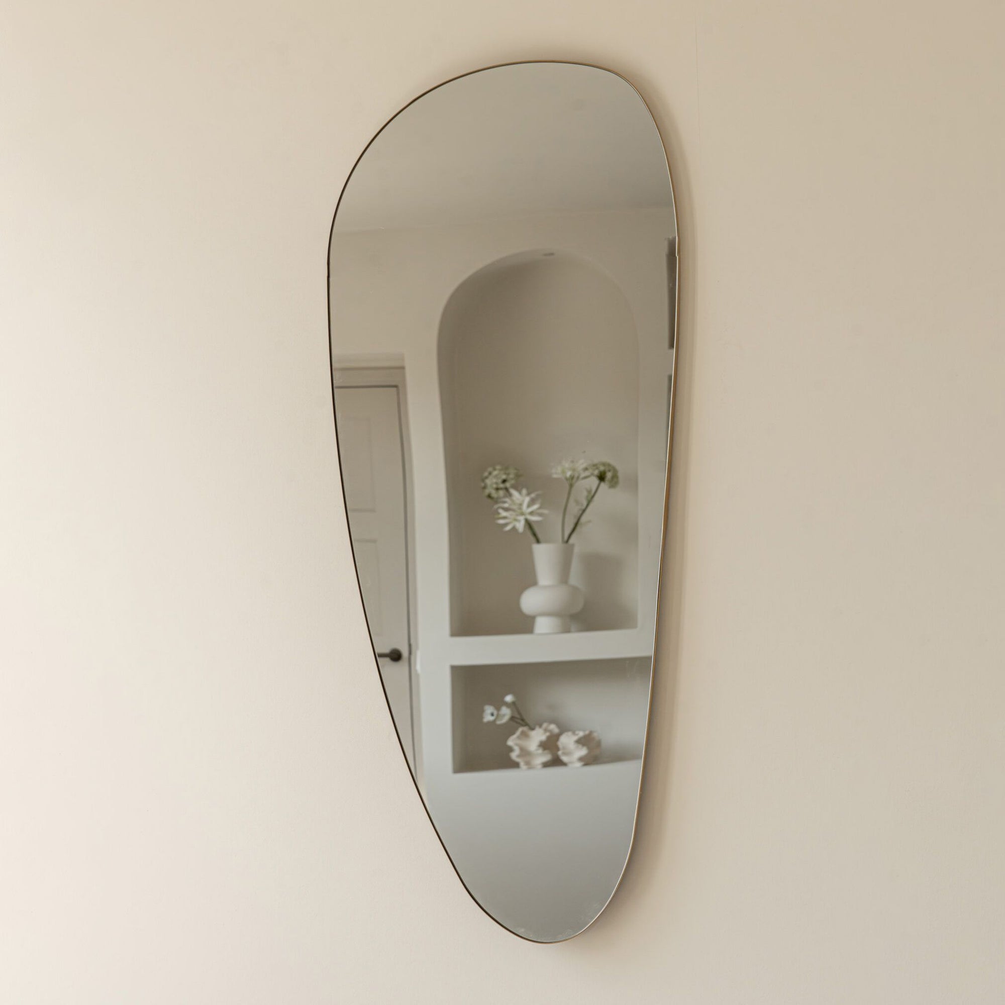 Wandspiegel Dean - organische vorm - asymmetrisch - Spiegel - 120cm - Goud