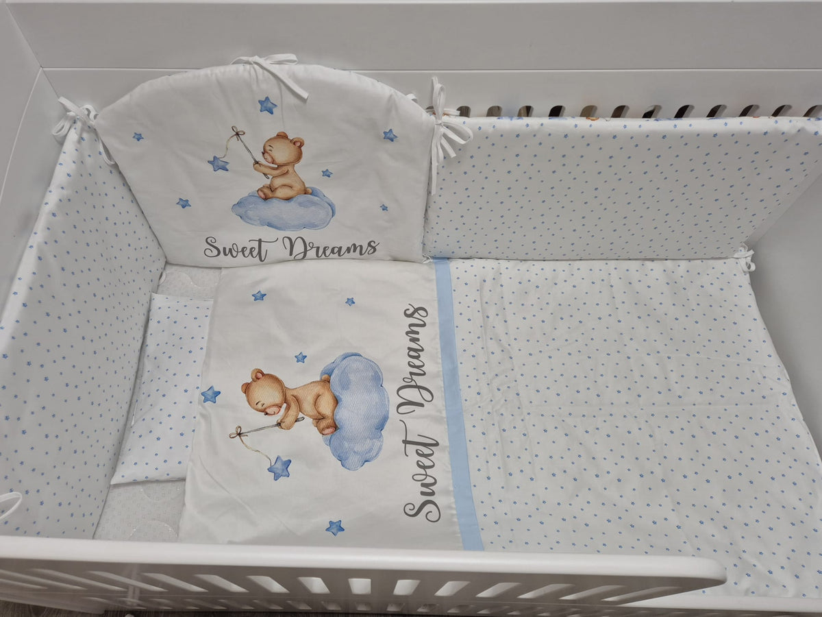Premium exclusive bedding - 6-piece - Sleepy bear - blue