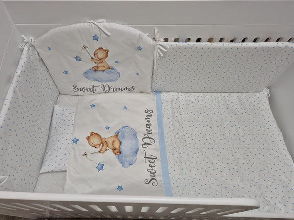 Premium exclusive bedding - 6-piece - Sleepy bear - blue
