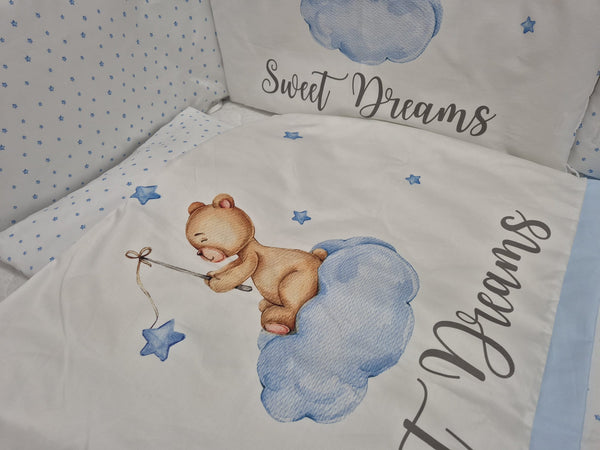 Premium exclusive bedding - 6-piece - Sleepy bear - blue