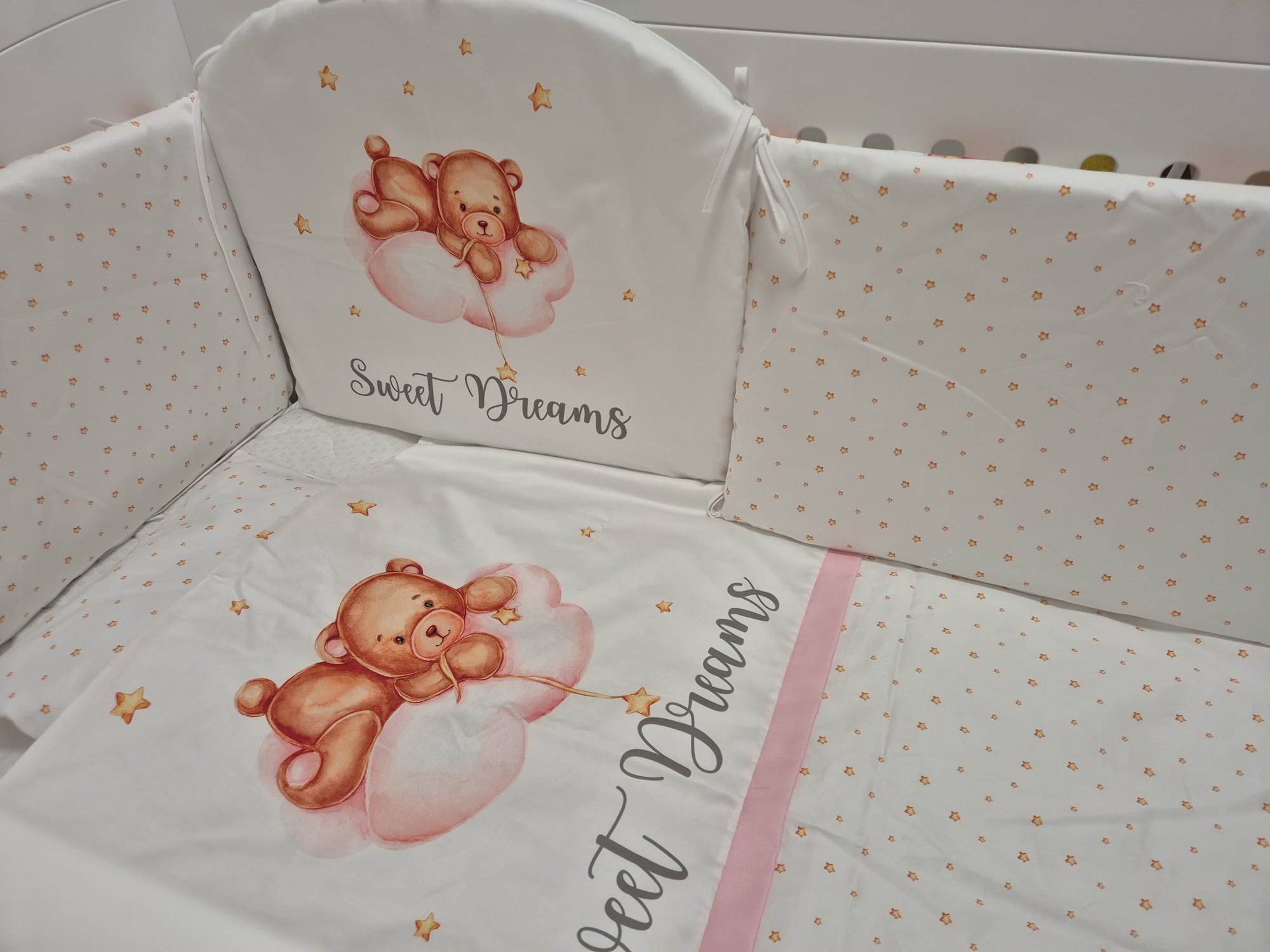 Premium exclusive bedding - 6 pieces - Sleepy bear - pink
